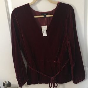 J. Crew Faux-wrap top in drapey velvet